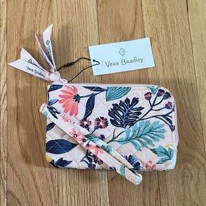 Vera Bradley Wristlet Womens Floral Pink Blue Quilted Zip Wallet NWT